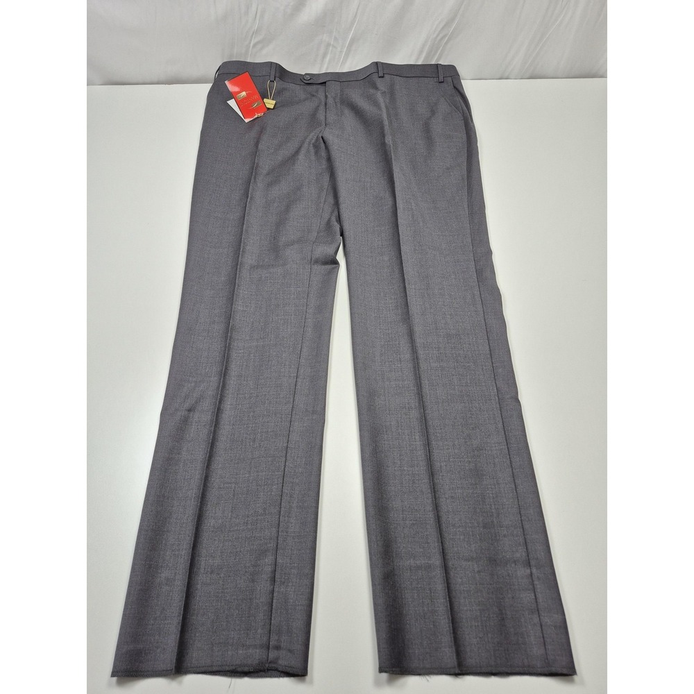 Mantoni Dress Pants Mens 46x36 Gray Wool Flat Front Unhemmed Super Fine NWT